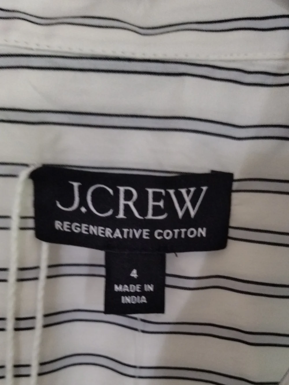 J. Crew Cerise Mini Shirt Dress Blac Stripes Cotton Poplin Size 4
